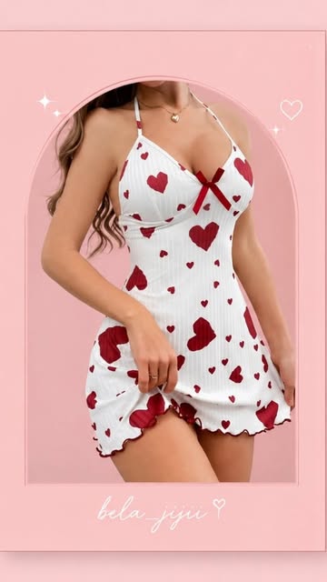 لباس خواب زنانه طرح قلبی